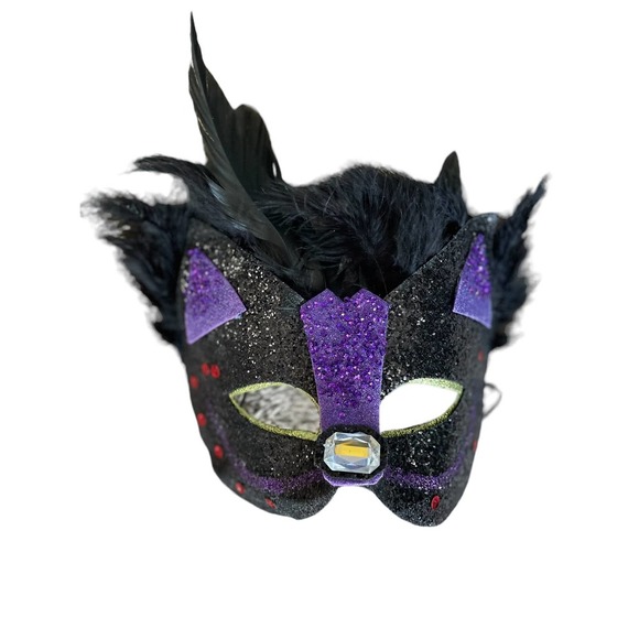 HALLOWEEN OR MARDI GRAS CAT MASK - Picture 1 of 4